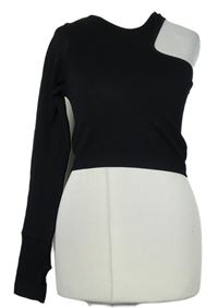 Dámské černé žebrované crop asymetrické triko Primark 