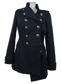 Dámský tmavomodrý flaušový kabát F&F