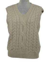 Dámska béžová vzorovaná pletená vesta