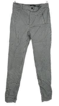 Dámské černo-bílé kostičkované elastické kalhoty F&F
