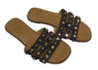 Dámské černo-béžové kožené pantofle s cvokmi  Dune vel. 37