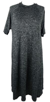 Dámské černo-šedé melírované úpletové midi šaty George 