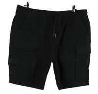 Pánske čierne plátenné cargo kraťasy s vreckami Denim