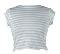 Dámske bielo-světlemodro-ružové pruhované crop tričko H&M