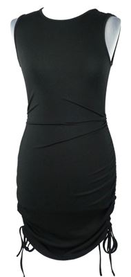 Dámské černé žebrované šaty se stahováním Shein 