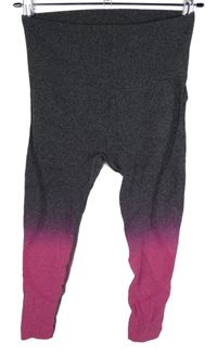 Dámské šedo-tmavorůžové sportovní legíny 