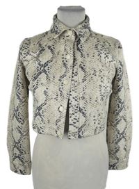 Dámská pudrovo-černá vzorovaná crop bunda Bershka 