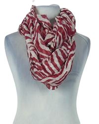 Dámska červeno-biela vzorovaná golierová šál
