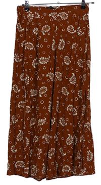 Dámske skořicové vzorované culottes nohavice Zara