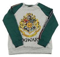 Sivo-zelená mikina s potiskem Harry Potter