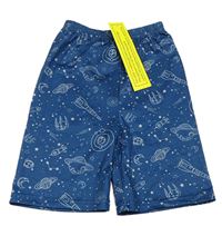 Tmavomodré elastické kraťasy s planetami