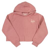 Růžová crop mikina s logem a kapucí Hype