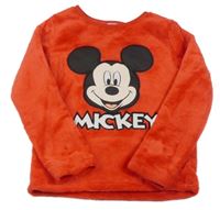 Červená chlpatá mikina s Mickey mousem zn. Disney