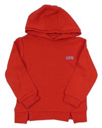 Červená mikina s nápisom a kapucňou