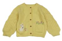 Žlutý propínací svetr s králíčkem a kytičkami Nutmeg