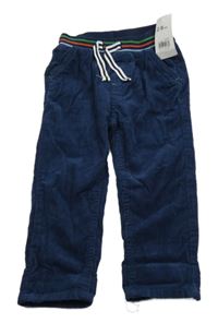 Nové - Tmavomodré manšestráky s úpletovým pasom Mothercare