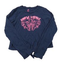 Tmavomodré crop triko s potiskem WE