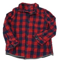 Tmavomodro-červená kostovaná flanelová košile
