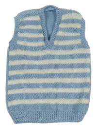 Modro-biela pruhovaná pletená vesta