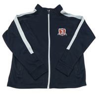 Tmavomodro-biela športová prepínaci mikina s nášivkou