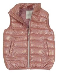 Růžová šusťáková zateplená vesta 