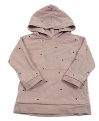 Svetloružová mikina so srdiečkami a kapucňou H&M