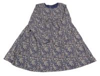 Tmavomodré kvetinové bavlnené šaty Next