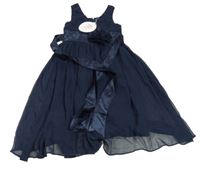 Nové - tmavomodré šaty s kvietkom