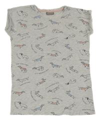 Sivé melírované tričko s jezevčíky