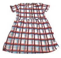 Bielo-modro-červené kockované šaty