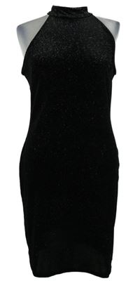 Dámské černé sametové pouzdrové šaty s rolákem a barevnými třpytkami New Look