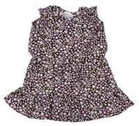 Čierno-svetloružové kvetované šaty Primark