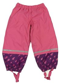 Růžovo-fialové nepromokavé zateplené kalhoty s kapkami Lupilu