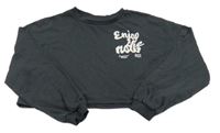 Tmavosivá crop mikina s nápisom H&M