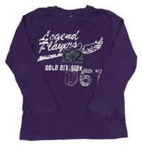 Fialové tričko s nápisom