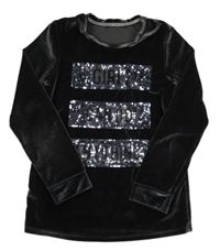 Tmavosivé zamatové lesklé tričko s flitrami George