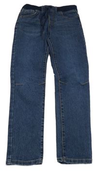 Tmavomodré slim teplákové rifle s úpletovým pasem Denim Co.