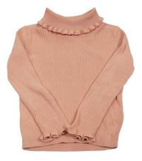 Ružový rebrovaný svetrový rolák M&Co.