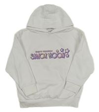 Bílá mikina s nápisem a kapucí 