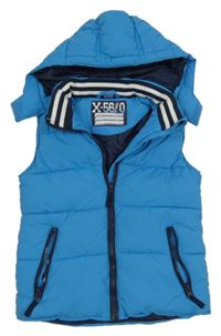 Modrá šusťáková zateplená vesta s kapucí Dopodopo