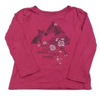 Fuchsiové tričko s růžemi