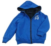 Modrá prepínaci zateplená mikina s číslom a kapucňou Lupilu