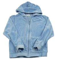 Svetlomodrá plyšová prepínaci mikina s kapucňou