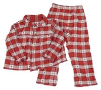 Červeno-bílé kostkované flanelové pyžamo se srdíčky Next
