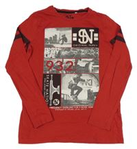 Červené triko s fotkami C&A