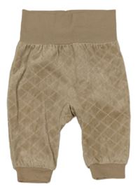 Hnedé zamatové prešívané tepláky