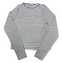 Bielo-čierne pruhované rebrované crop tričko Y.F.K.