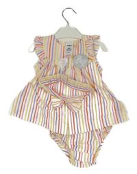 Nové - 2set - Bílo-barevné pruhované šatové body + čelenka Pep&Co