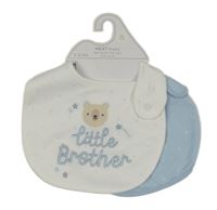 Nové - 2x bryndák - bílý s medvídkem + světlemodrý Next