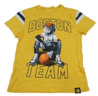 Žluté tričko s nápisem a tygrem C&A